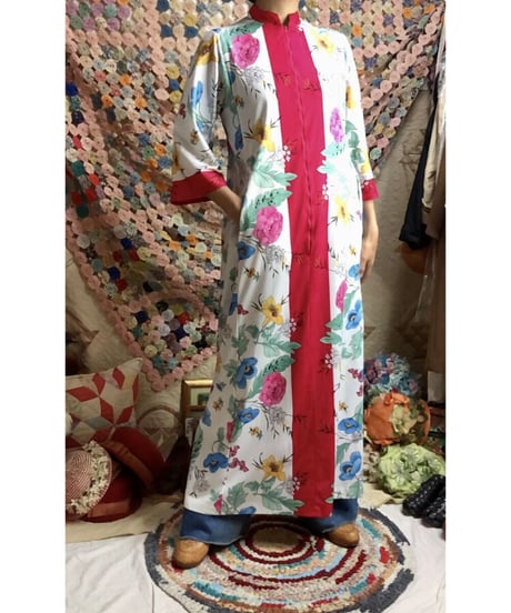 70's flower easy dress