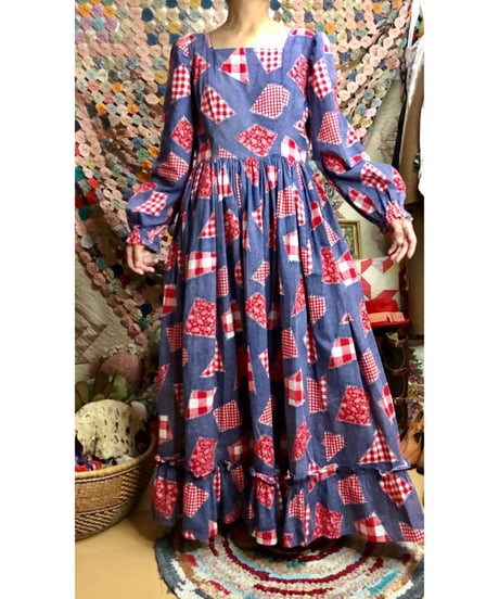 70s patch print dress