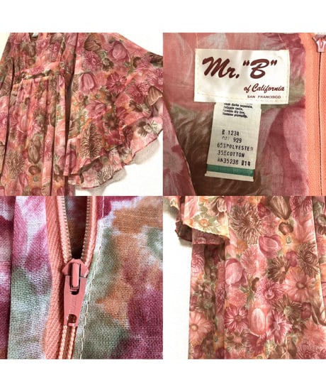 1970's angel sleeve botanical one-piece