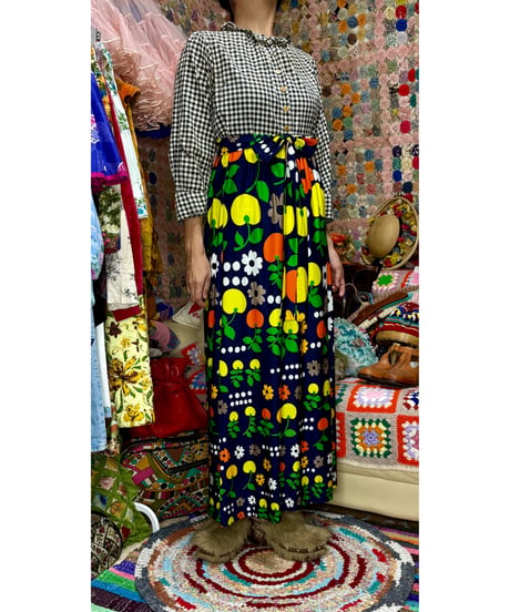 70s fruits & flower skirt