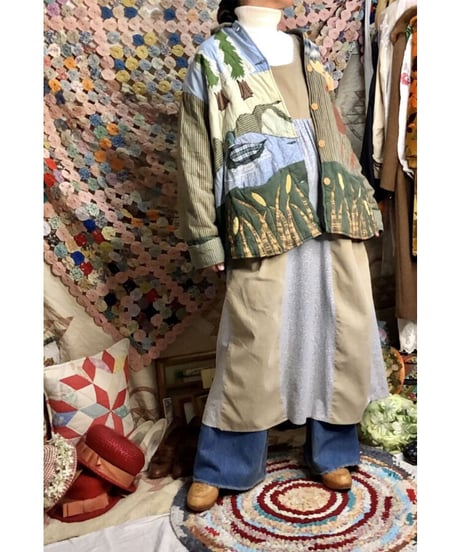 patchwork animal motif quilting jacket