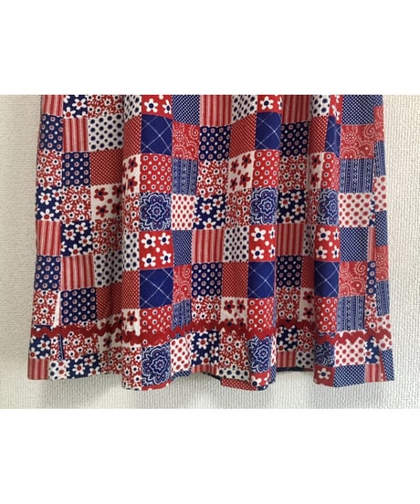 70's patchwork print one-piece