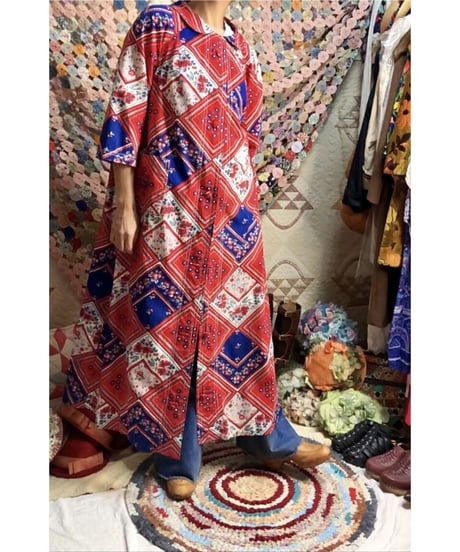 handkerchief patchwork print robe