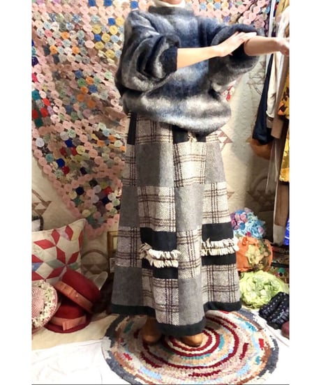 patchwork wool skirt