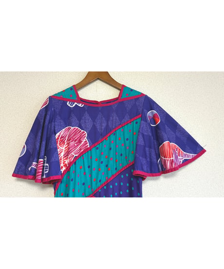 80s flare sleeve Jeanne marc dress