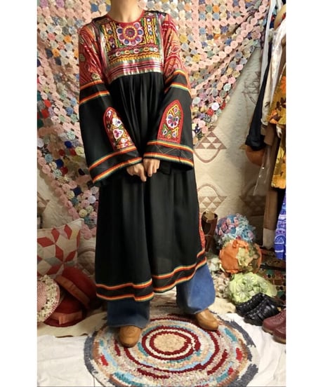 70's mirror work embroidered dress