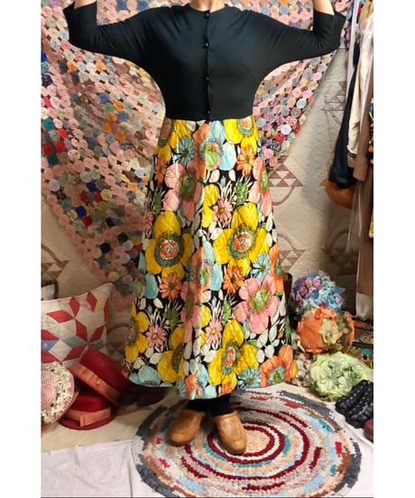 60's flower quilting dress