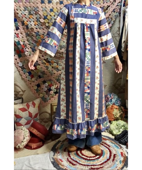 patchwork print dress