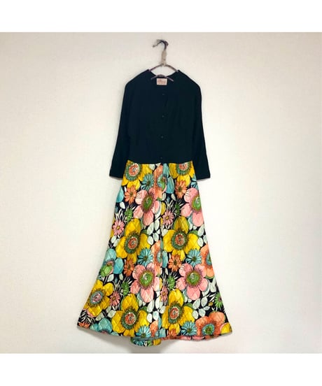 60's flower quilting dress