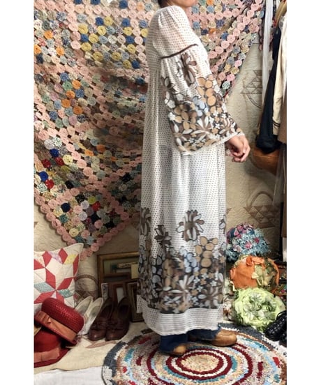 botanical flare sleeve one-piece