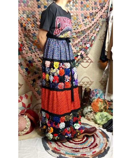 yo-yo quilt skirt
