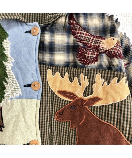 patchwork animal motif quilting jacket