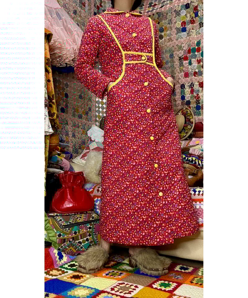 70s flower quilted robe | Quilt