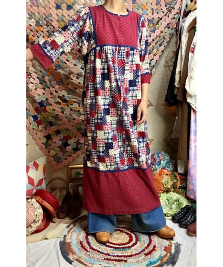 patchwork print dress