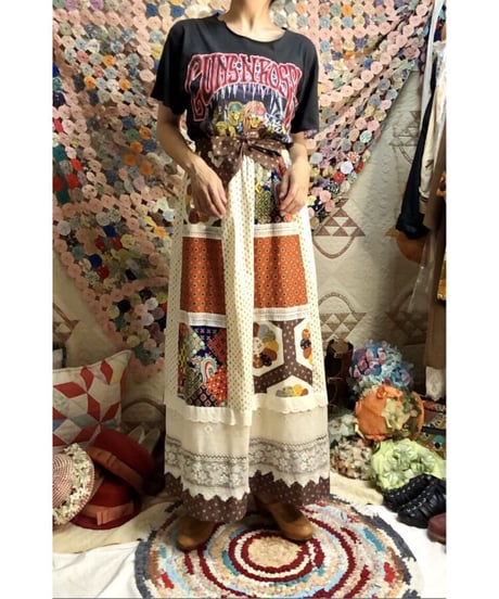 70's patchwork print skirt
