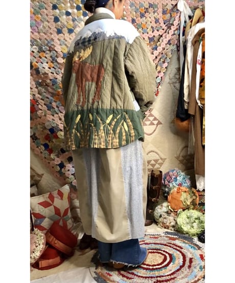 patchwork animal motif quilting jacket