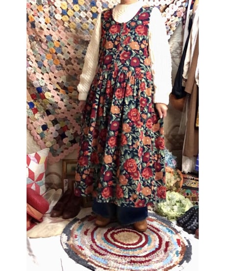 corduroy flower one-piece