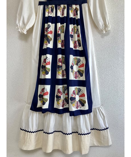 70s patchwork print apron dress