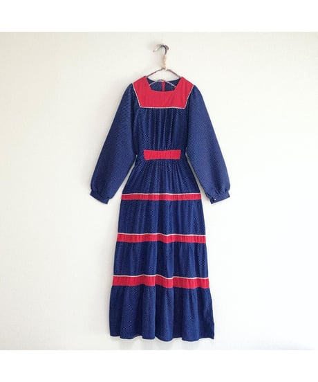 70's polka dots tiered dress