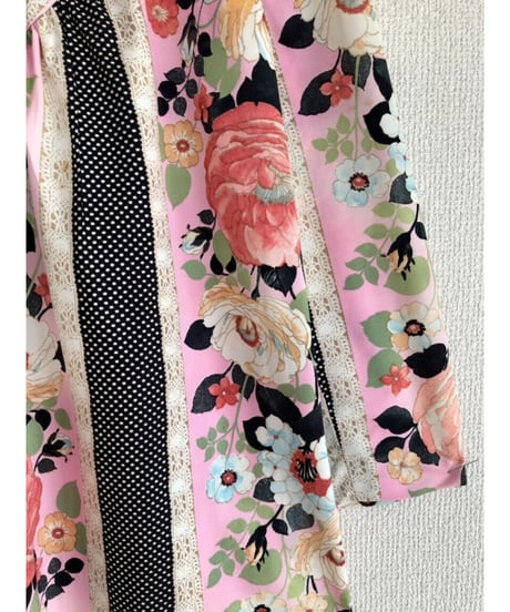 70's flower lace print dress