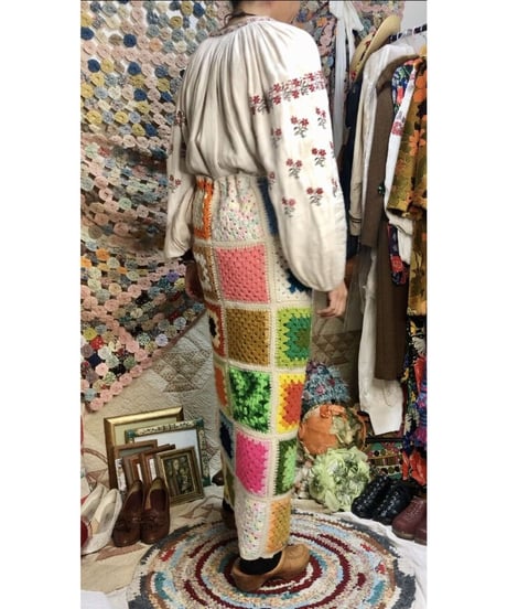 granny square skirt white