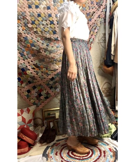 indian cotton skirt green flower