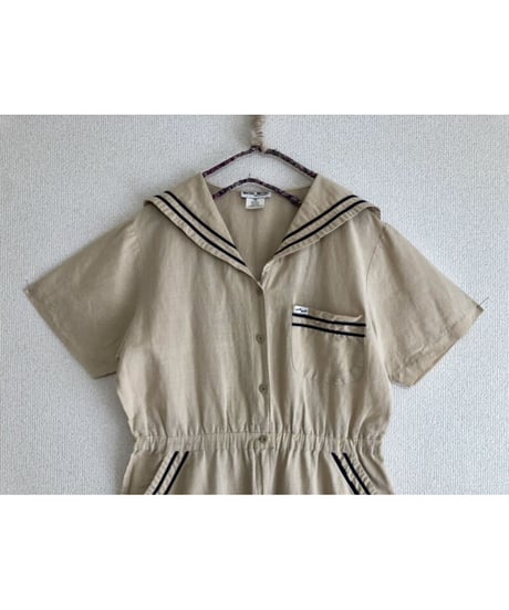 80's sailor collar jump suit