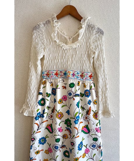 70s flower empire dress