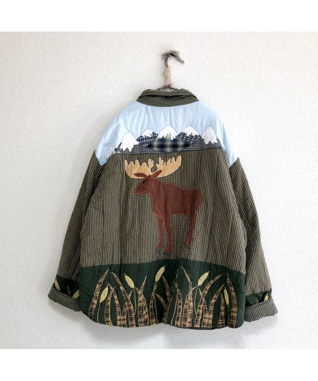 patchwork animal motif quilting jacket