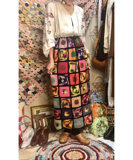 granny square skirt black