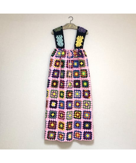 granny square one-piece peach