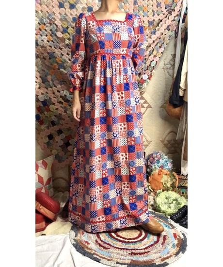 70's patchwork print one-piece