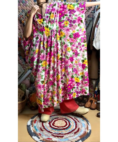 70s flower easy dress