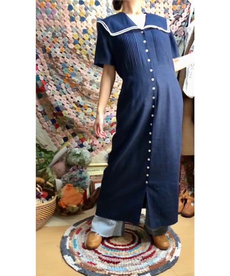 sailor collar linen dress