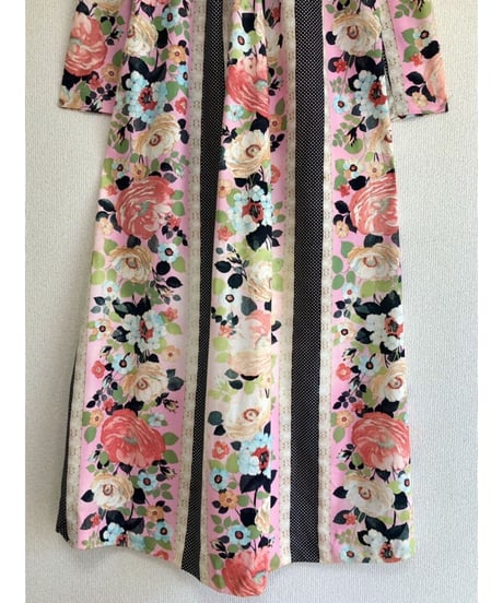 70's flower lace print dress