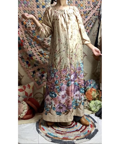 70's botanical flower print dress