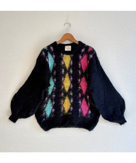 70s diamond motif mohair knit