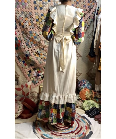 70's patchwork print apron dress