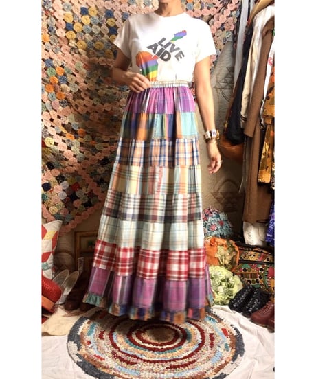 cotton plaid maxi skirt