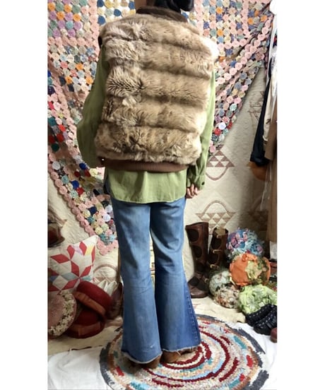70-80's hansa branta by stearns faux fur down vest