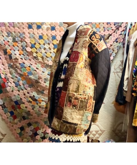 patchwork embroidered quilting jacket