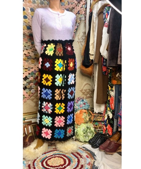 granny square skirt  black