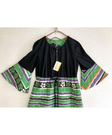 60's quilting stripe × flower dress