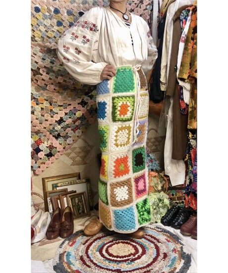 granny square skirt white