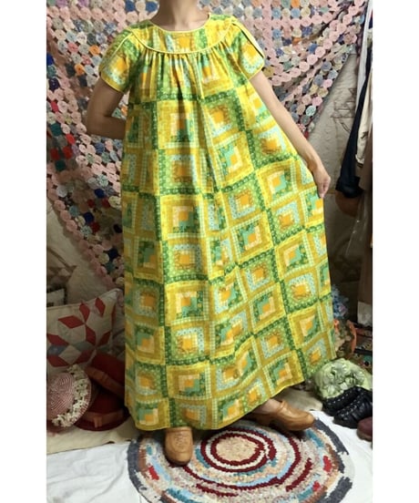 70's patchwork print dress