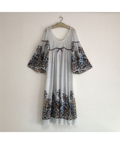 botanical flare sleeve one-piece