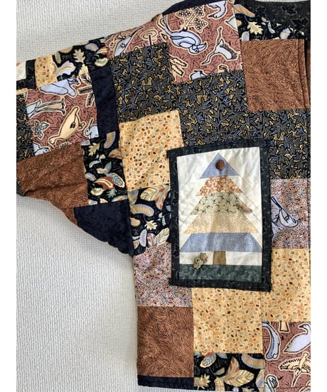tree motif patchwork jacket