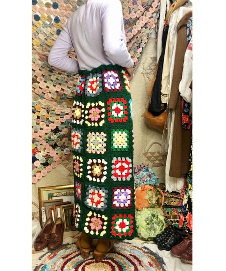 granny square skirt green