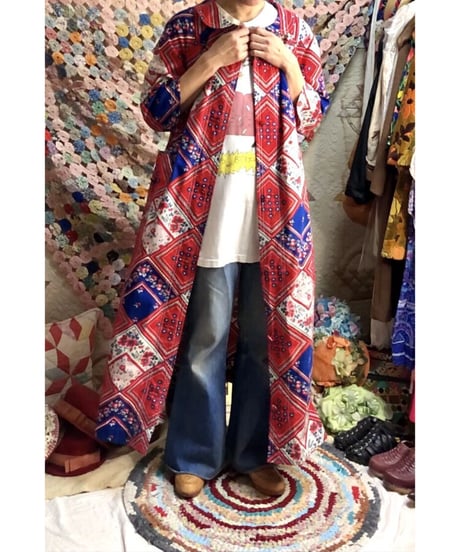 handkerchief patchwork print robe