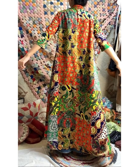 patchwork print paisley dress